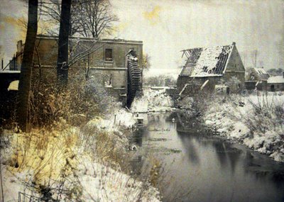 The Damaged Watermill of the Castle in the Snow, Chaulnes, Somme, France, 1917 by Fernand Cuville